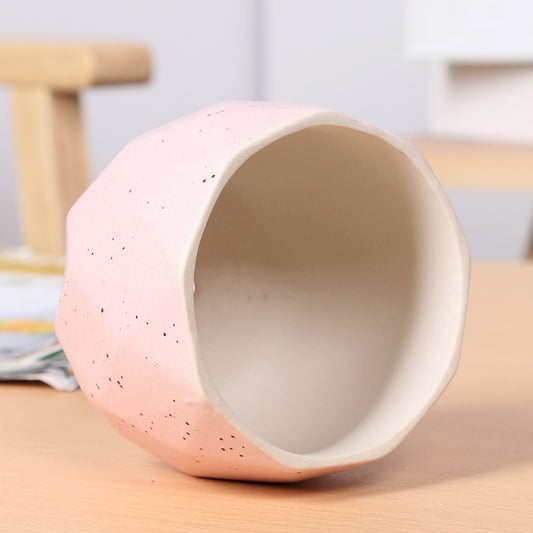 Textured Geometric Ceramic Plant Pot