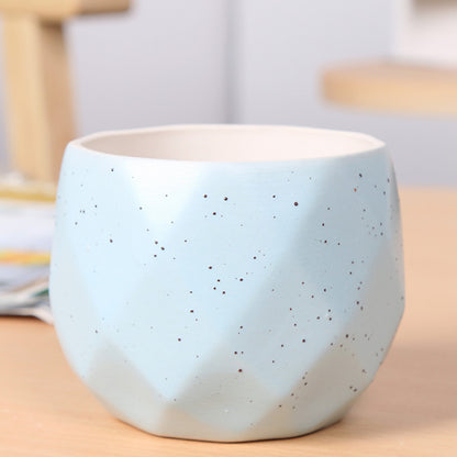Textured Geometric Ceramic Plant Pot