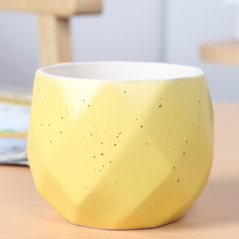 Textured Geometric Ceramic Plant Pot