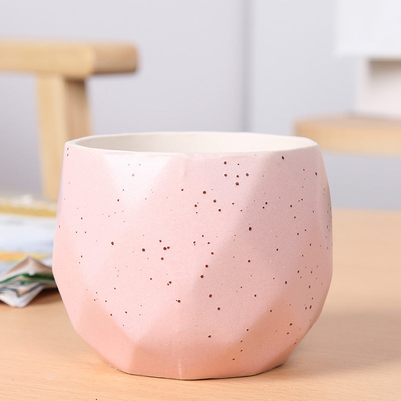 Textured Geometric Ceramic Plant Pot