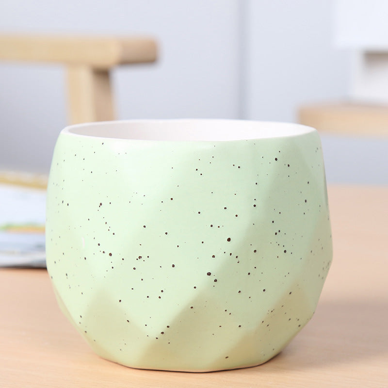 Textured Geometric Ceramic Plant Pot