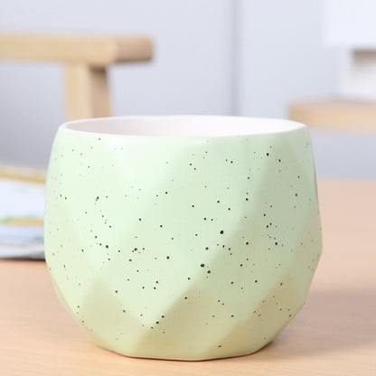 Textured Geometric Ceramic Plant Pot