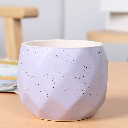 Textured Geometric Ceramic Plant Pot