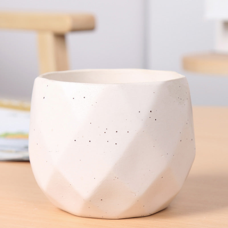 Textured Geometric Ceramic Plant Pot