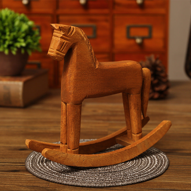 Wooden Rocking Horse Figurine Homeandso