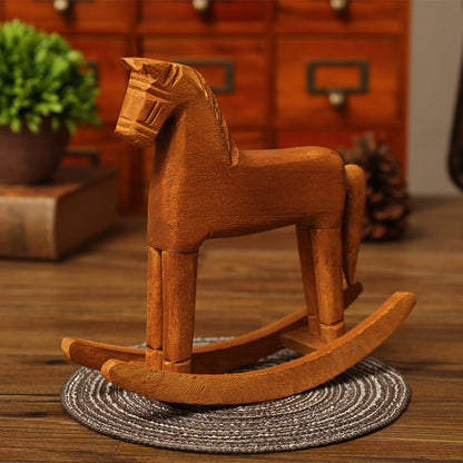 Wooden Rocking Horse Figurine Homeandso