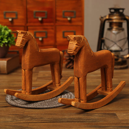 Wooden Rocking Horse Figurine Homeandso