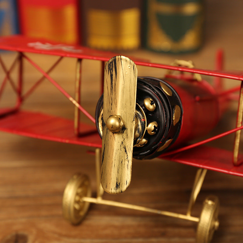 Vintage-Inspired Metal Airplane Model Homeandso