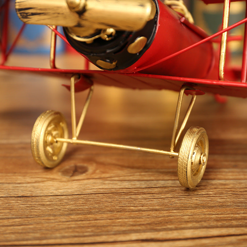 Vintage-Inspired Metal Airplane Model Homeandso