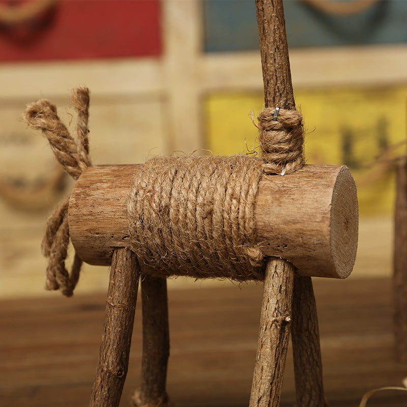 Rustic Wooden Deer Figurine Homeandso