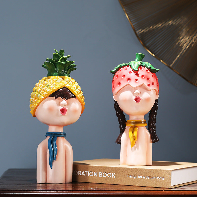 Whimsical Pineapple Head Figurine Homeandso