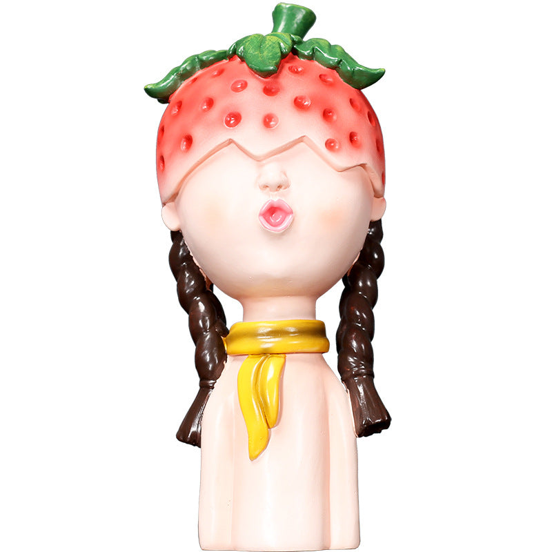 Whimsical Pineapple Head Figurine Homeandso