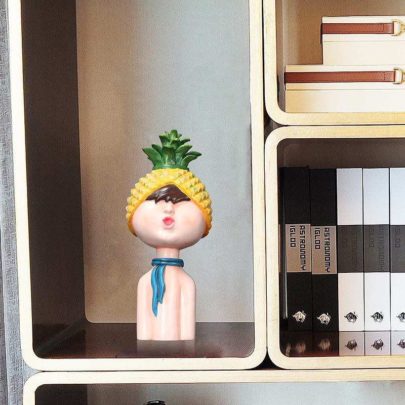 Whimsical Pineapple Head Figurine Homeandso