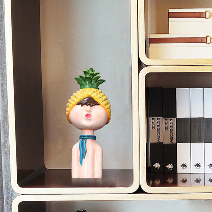 Whimsical Pineapple Head Figurine Homeandso