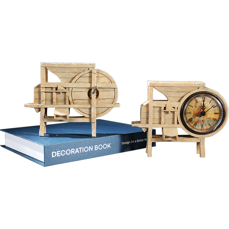 Vintage Wooden Clock Sculpture Homeandso