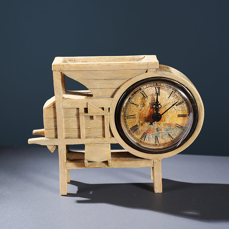 Vintage Wooden Clock Sculpture Homeandso