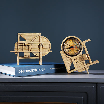 Vintage Wooden Clock Sculpture Homeandso
