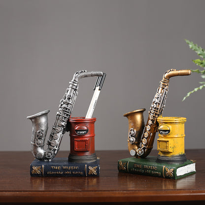 Decorative Saxophone and Post Box Figurine Homeandso
