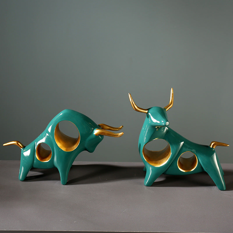 Artistic Bull Figurine Set Homeandso