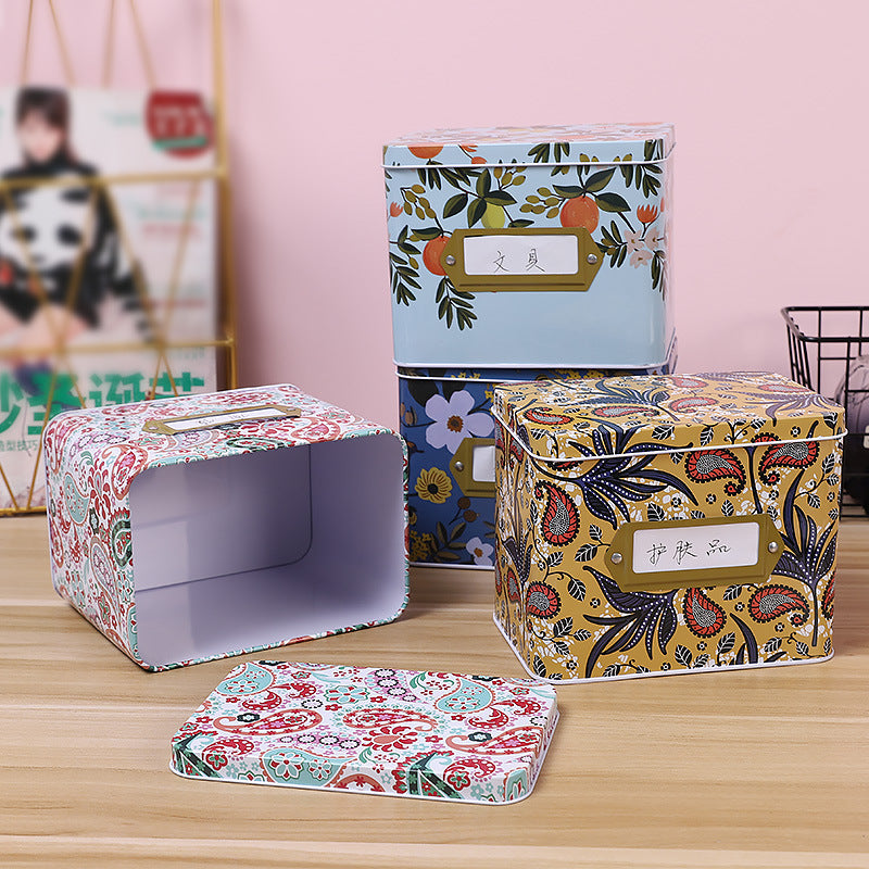 Floral Patterned Storage Tin Homeandso