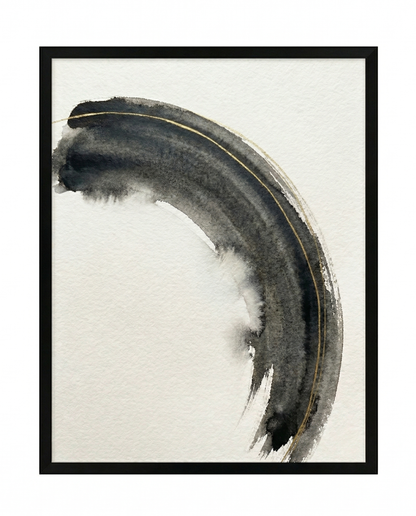 Minimal Arc - Charcoal & Black Framed Print