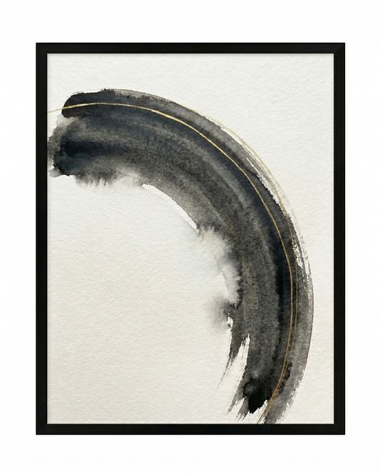 Minimal Arc - Charcoal & Black Framed Print