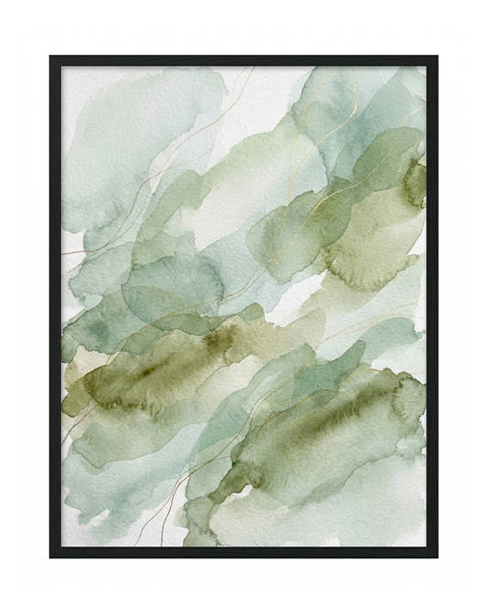 Sage Mist - Sage & Olive Watercolour Framed Print