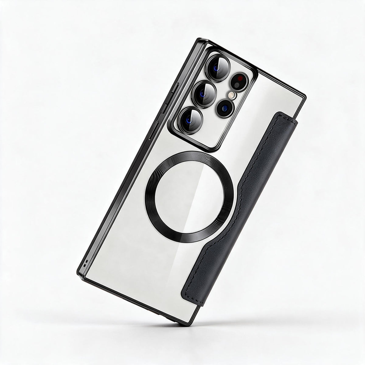 Magnetische Samsung Flip-Hülle | Lederstruktur mit Ringhalter