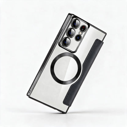 Magnetische Samsung Flip-Hülle | Lederstruktur mit Ringhalter