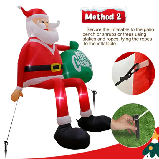 Giant 8FT LED Inflatable Climbing Santa | Premium, Waterproof Outdoor Christmas Decoration