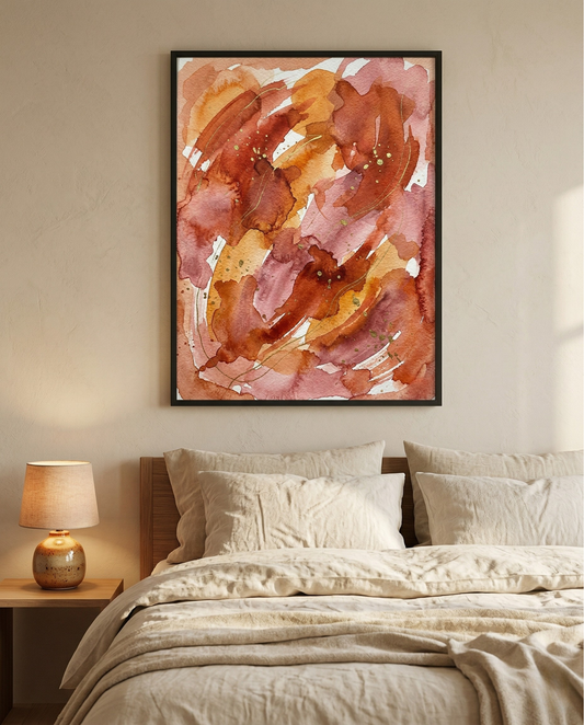 Terracotta Bloom - Rust & Burnt Orange Abstract Framed Print