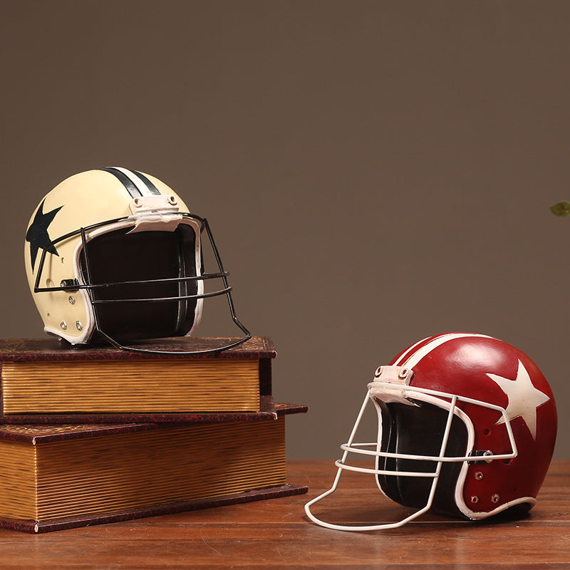 Retro Football Helmet Decorative Piece Homeandso