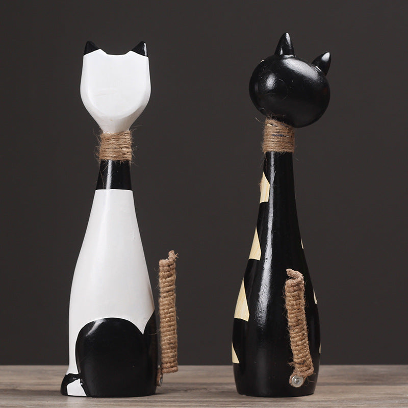 Decorative Wooden Cat Figurines Homeandso