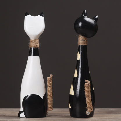Decorative Wooden Cat Figurines Homeandso