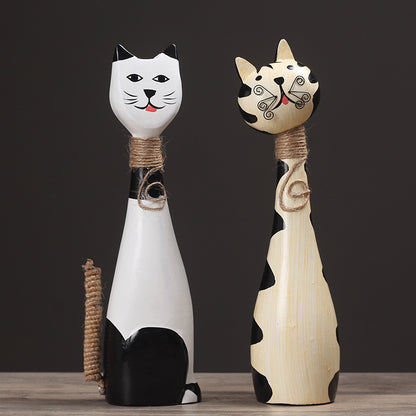 Decorative Wooden Cat Figurines Homeandso