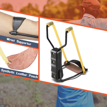 Collapsible slingshot for the wrist.
