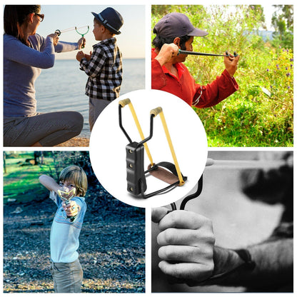 Collapsible slingshot for the wrist.