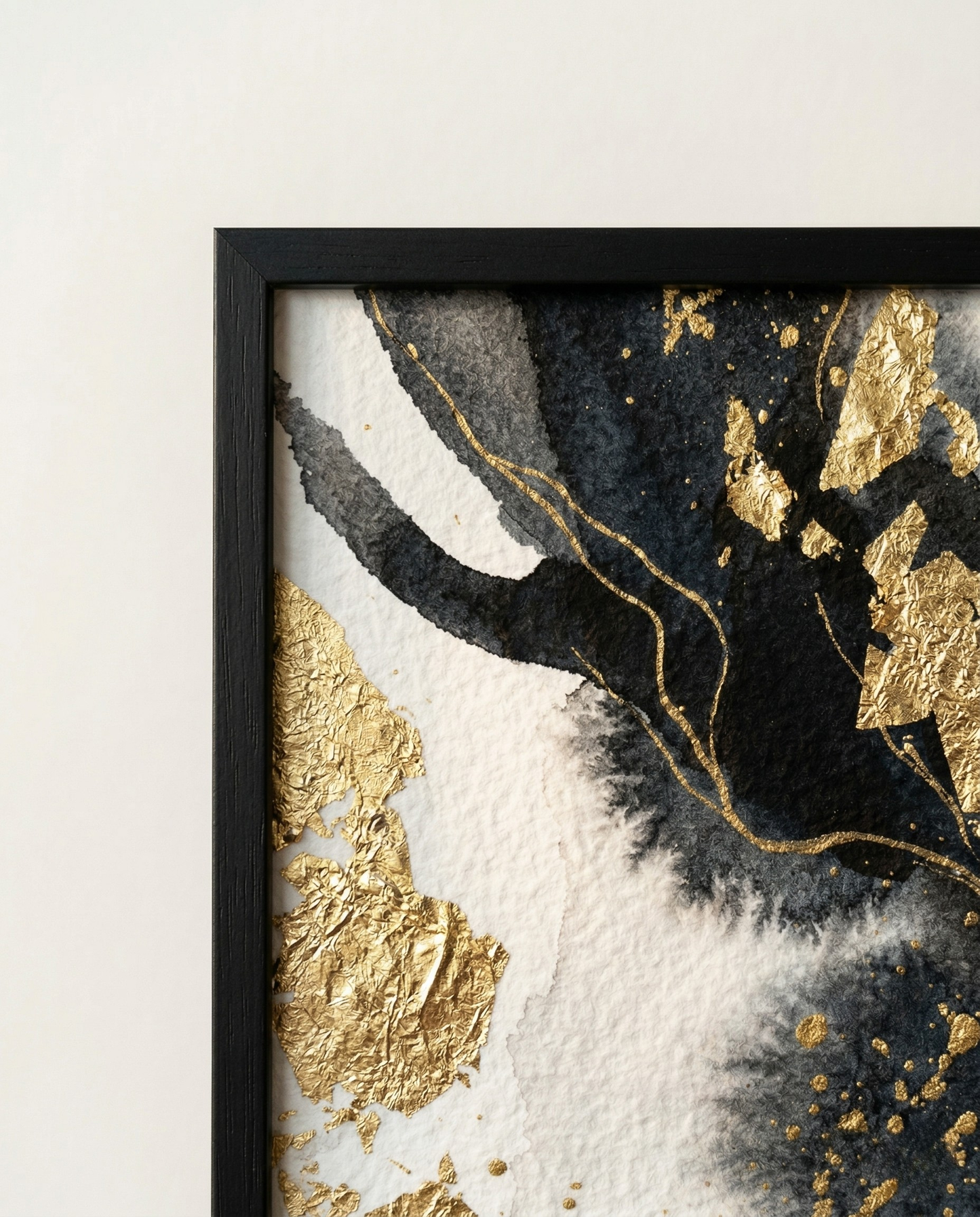 Golden Scatter - Black & Gold Luxury Framed Print