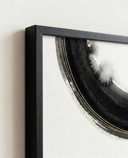 Minimal Arc - Charcoal & Black Framed Print