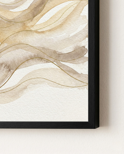 Flow State - Cream & Sand Abstract Framed Print