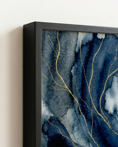 Deep Blue - Navy & Teal Abstract Framed Print
