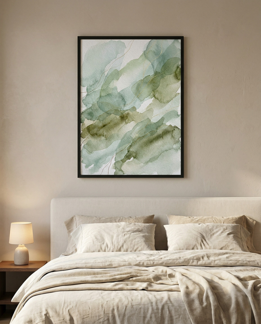 Sage Mist - Sage & Olive Watercolour Framed Print