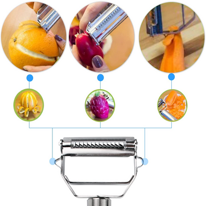 Ultra-sharp stainless steel multifunctional vegetable peeler & julienne cutter