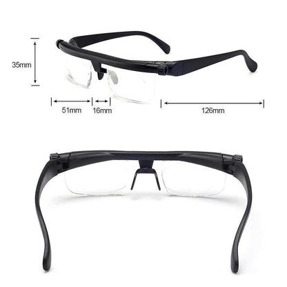 Focusing Reading Glasses Unisex | Adjustable Zoom Lens | Black
