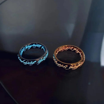 Light ring with Elbenschrift – Gold or Silver, glow in the dark