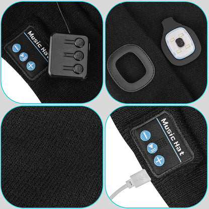 Bluetooth beanie with light Wireless headphones