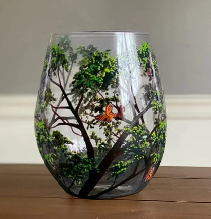 Four Seasons Tree Wine Glasses - Hand Painted Art