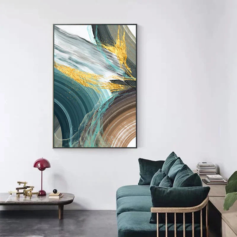 Abstract Green Brown Splash Canvas Art for Modern Home Decor