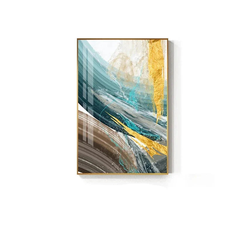 Abstract Green Brown Splash Canvas Art for Modern Home Decor