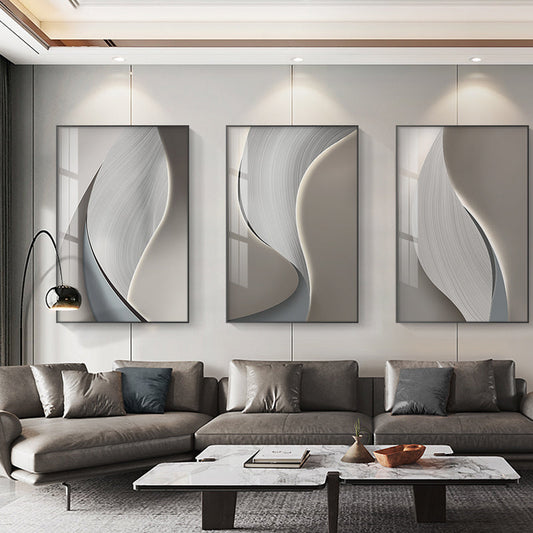 Abstract Industrial Gray Beige Canvas Wall Art for Modern Decor